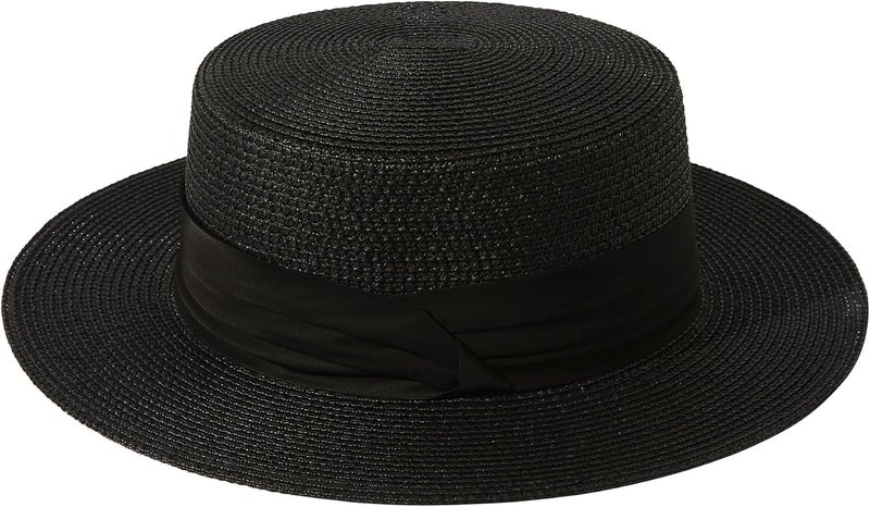 Lanzom Sun Hats for Women Wide Brim Straw Boater Hat Foldable Packable Beach Hat for Summer Fit Size 6 8/7-7 1/4 - Image 2